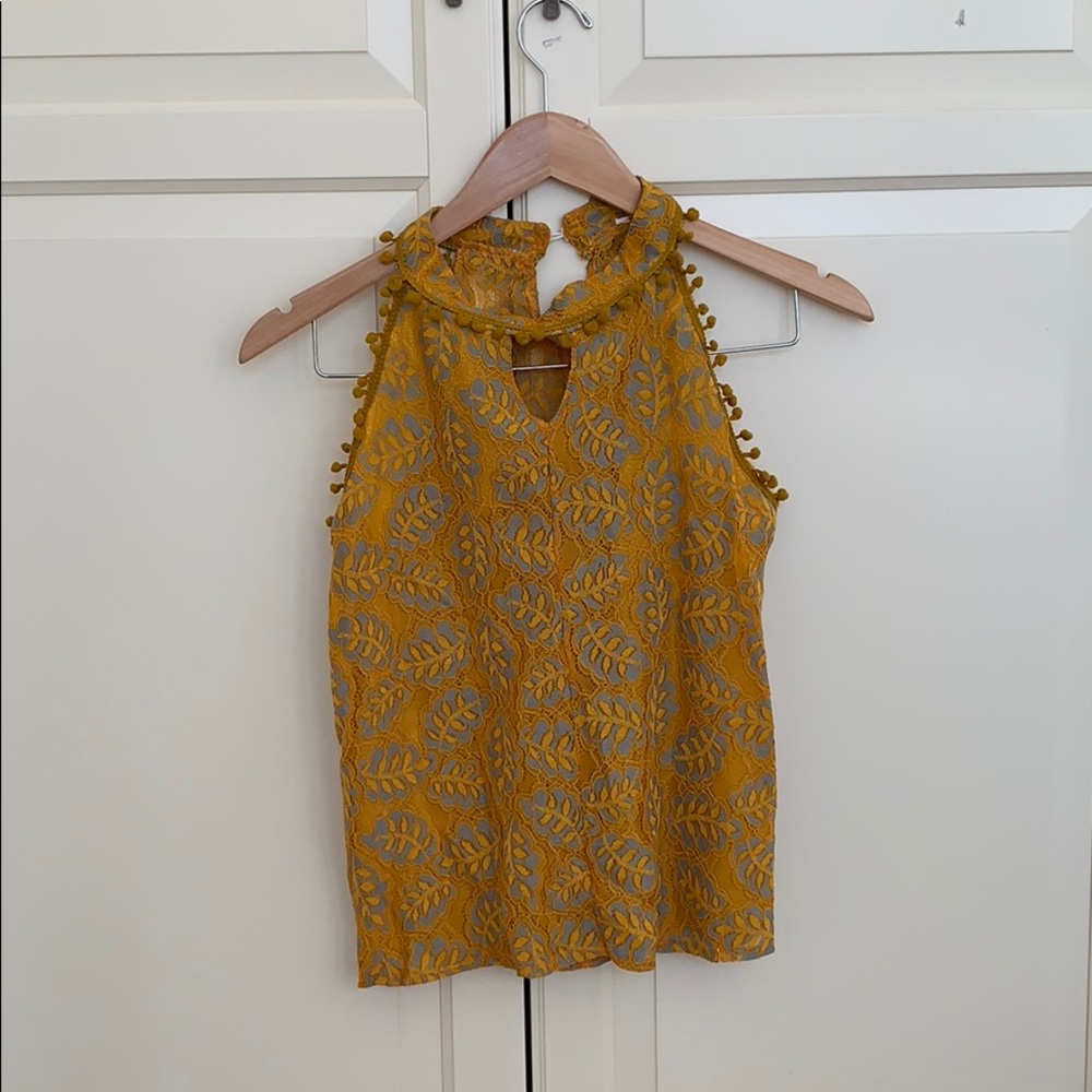 Mustard & Blue Halter Lace Top